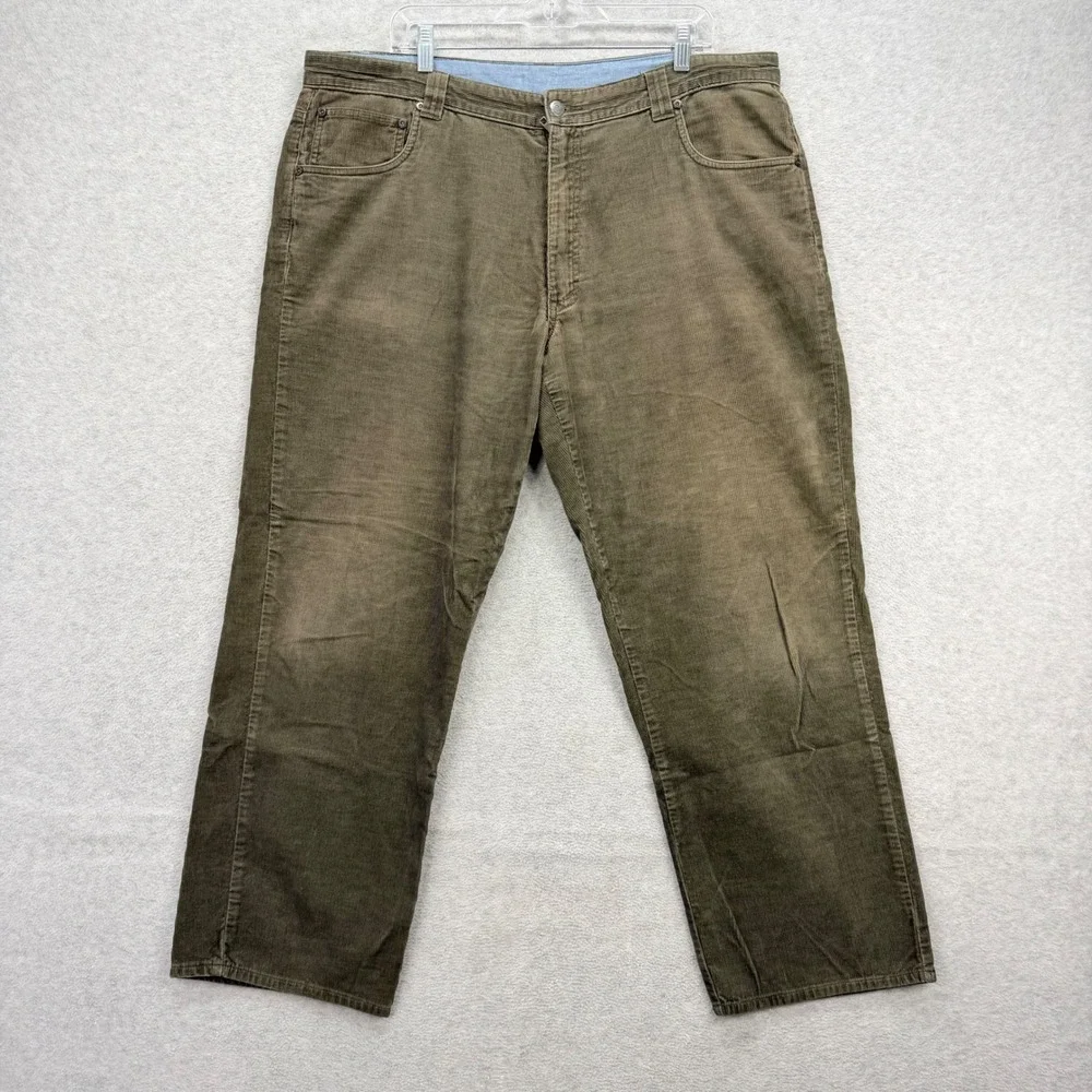Woolrich Corduroy Pants Mens 42x30 Olive Green Brown Cord Straight 5-Pocket Work